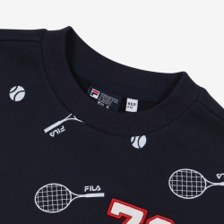 Fila Tennis Print One-on-one Fiu T-shirt Sötétkék | HU-20369
